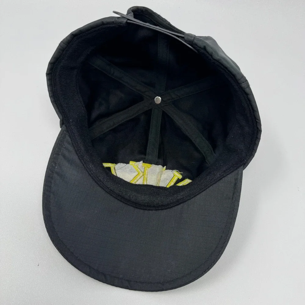 Nike‎ Vintage Ripstop Snapback Hat Black Yellow Embroidered Spellout Cap